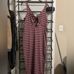 EXPRESS mauve stripe knot front dress